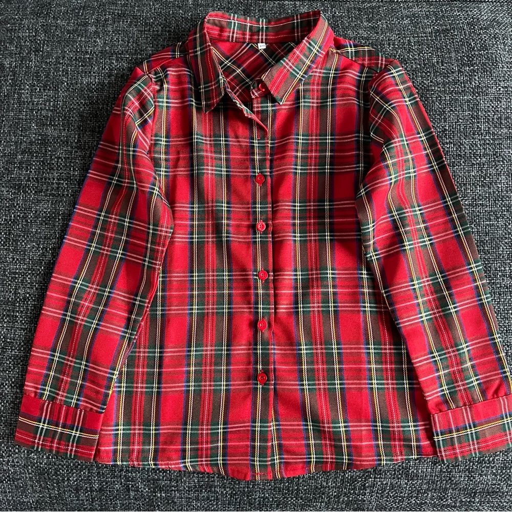 NWOT Bella & Omi Boys Merry and Bright Button Up Long Sleeve Size 9/10